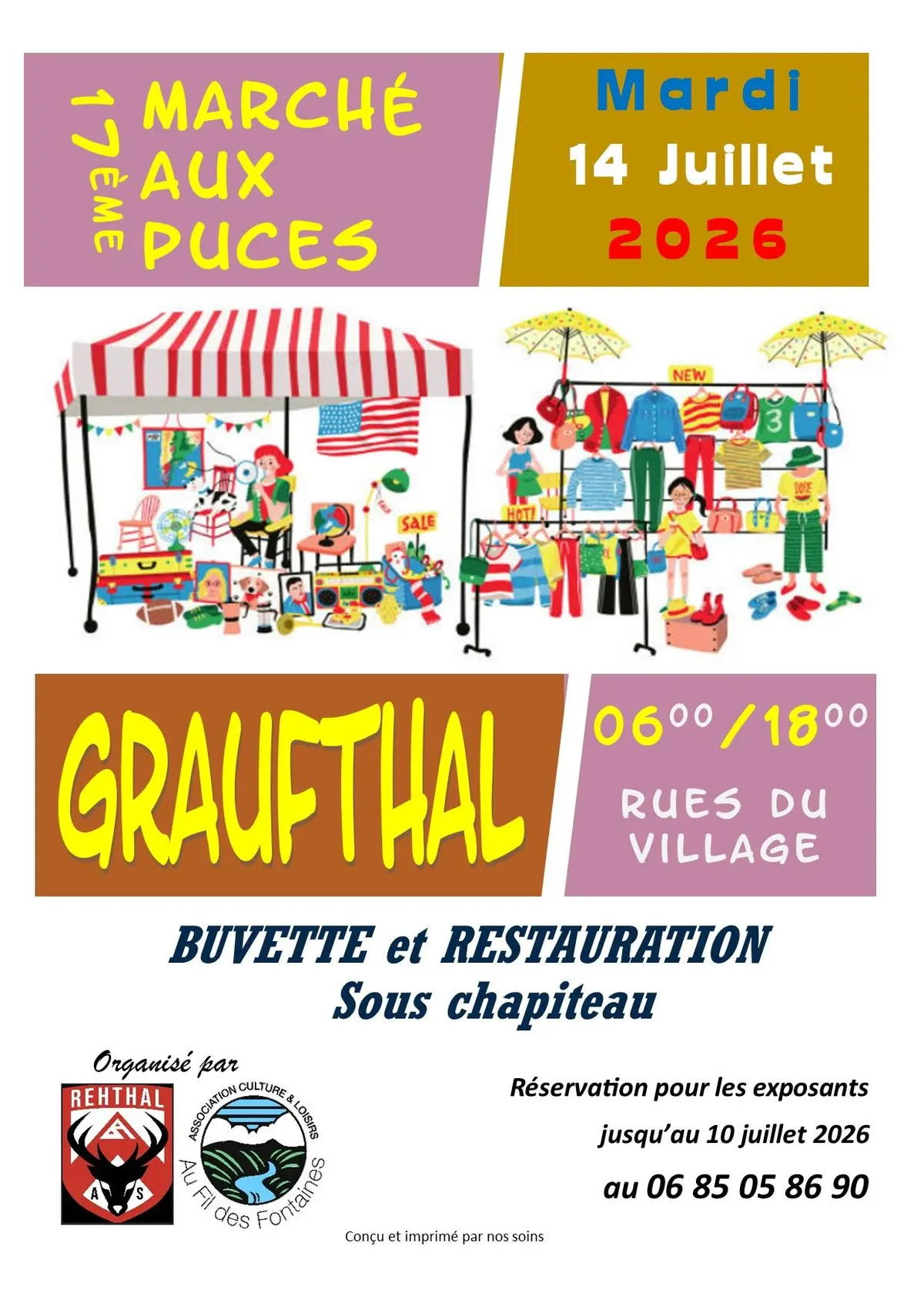 Affiche Marché aux puces Graufthal mardi 14 juillet 2026 (67320)