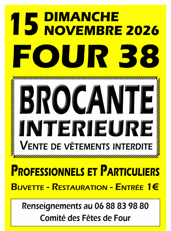 Affiche Brocante intérieure du Comité des Fêtes de Four