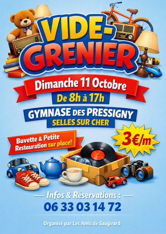 Affiche Vide-grenier des Amis de Saugirard à Selles-sur-Cher