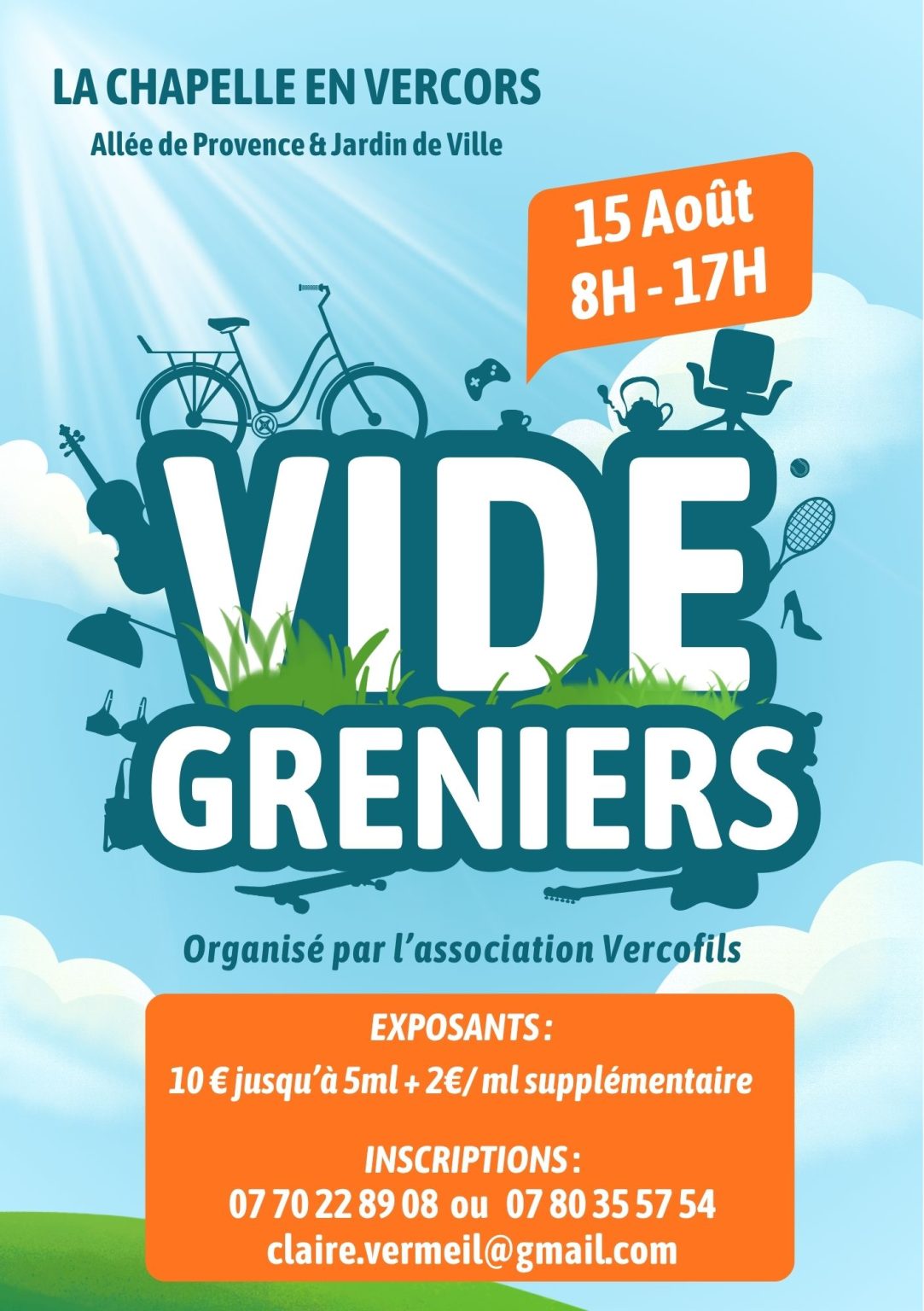 Affiche Vide-Greniers - Vercofils - La Chapelle-en-Vercors - Drôme