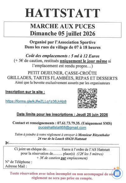 Affiche Marche aux puces Hattstatt dimanche 5 juillet 2026 (68420)
