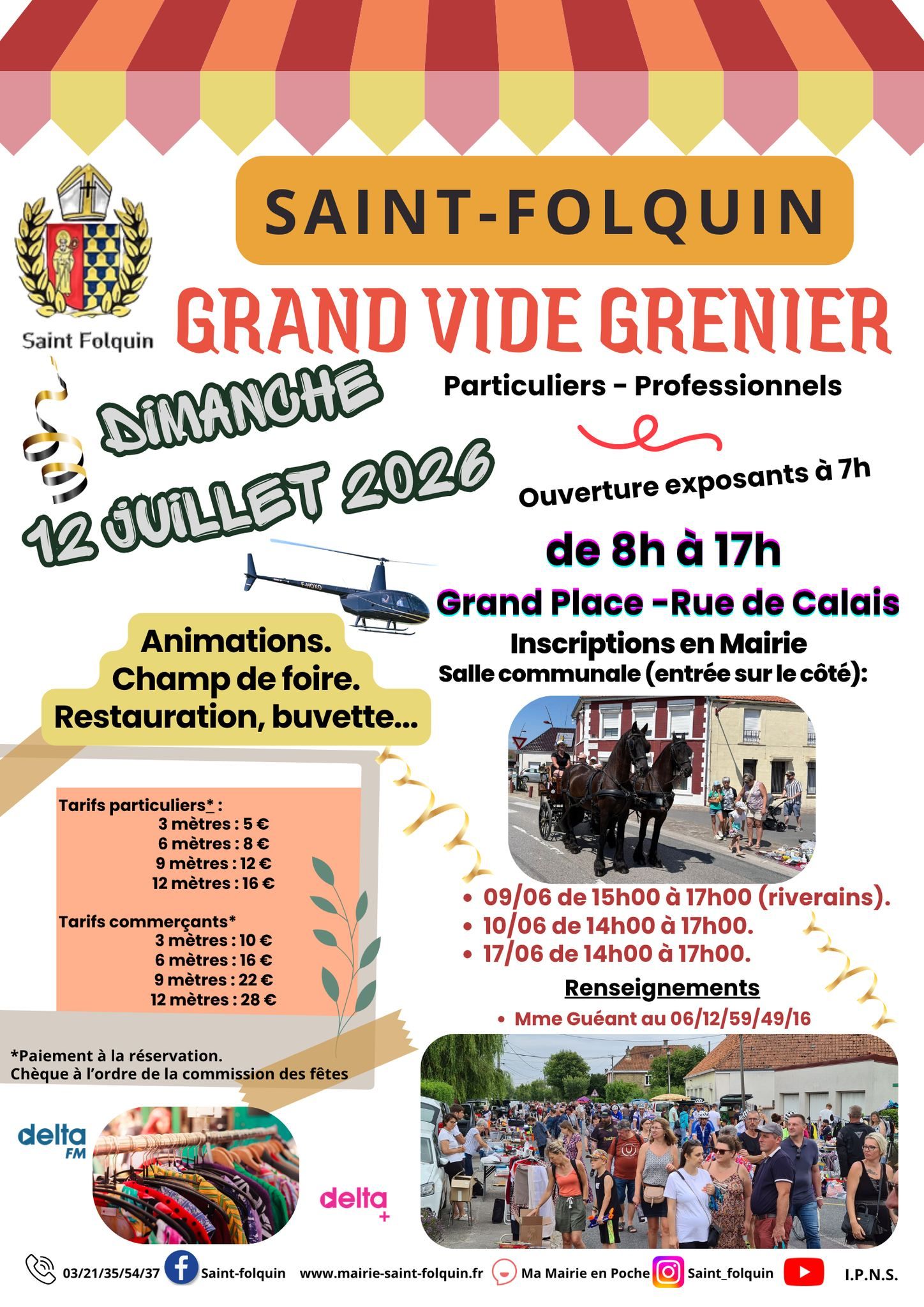 Affiche Grand Vide-grenier de Saint-Folquin - Grand Place - Pas-de-Calais