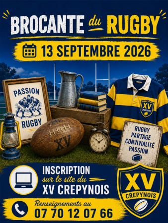 Affiche Brocante du Rugby XV Crépynois dimanche 13 septembre 2026 (60)