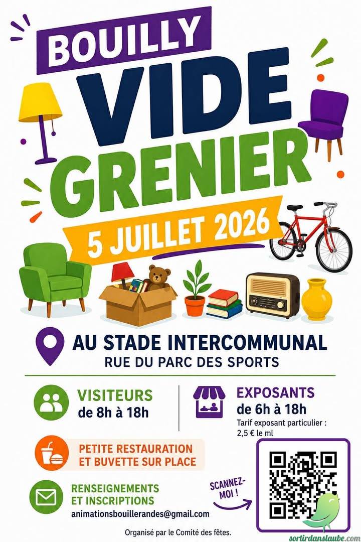 Affiche Vide-grenier Bouilly dimanche 5 juillet 2026 (10320 Aube)