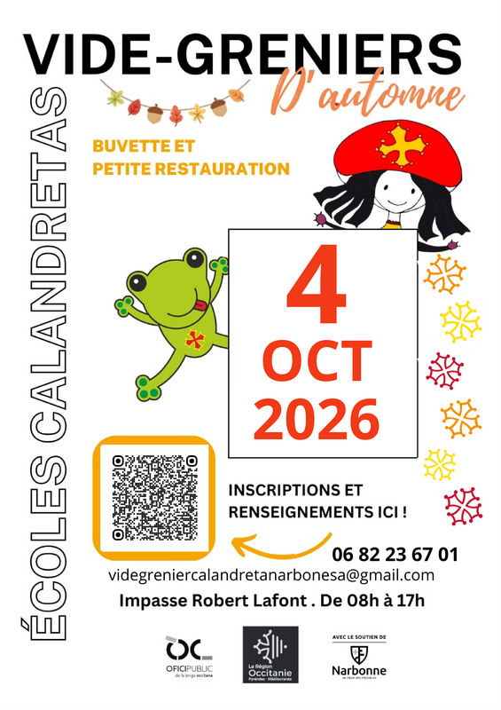 Affiche Vide-greniers d'automne des Écoles Calandretas à Narbonne
