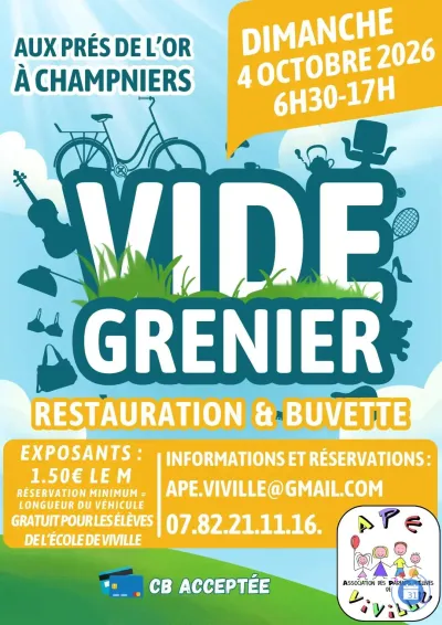 Affiche Vide-grenier de l'APE Viville à Champniers