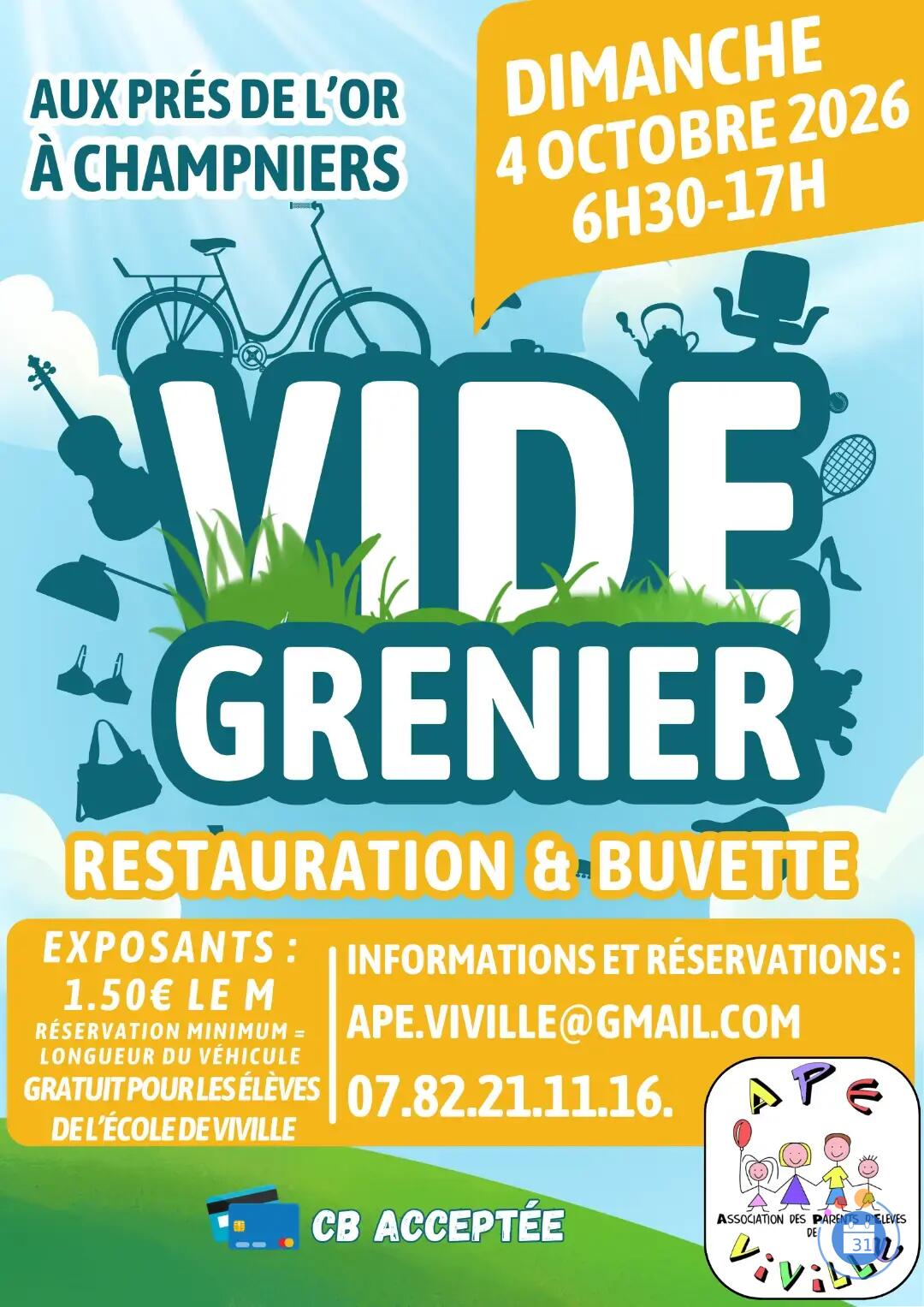 Affiche Vide-grenier Champniers dimanche 4 octobre 2026 (16430)