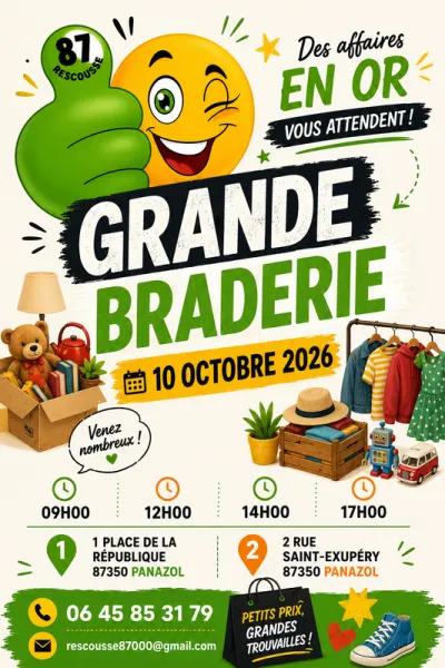Affiche Grande braderie de Rescousse 87 à Panazol