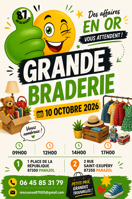 Affiche Grande braderie de Rescousse 87 à Panazol