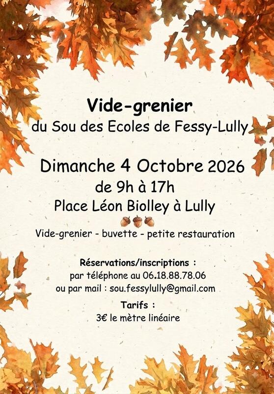 Affiche Vide-grenier du Sou des écoles de Fessy-Lully à Bons-en-Chablais