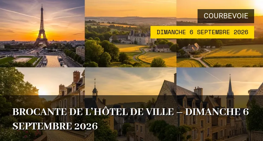 Affiche Brocante de l'Hotel de Ville Courbevoie dimanche 6 septembre 2026 (92400)