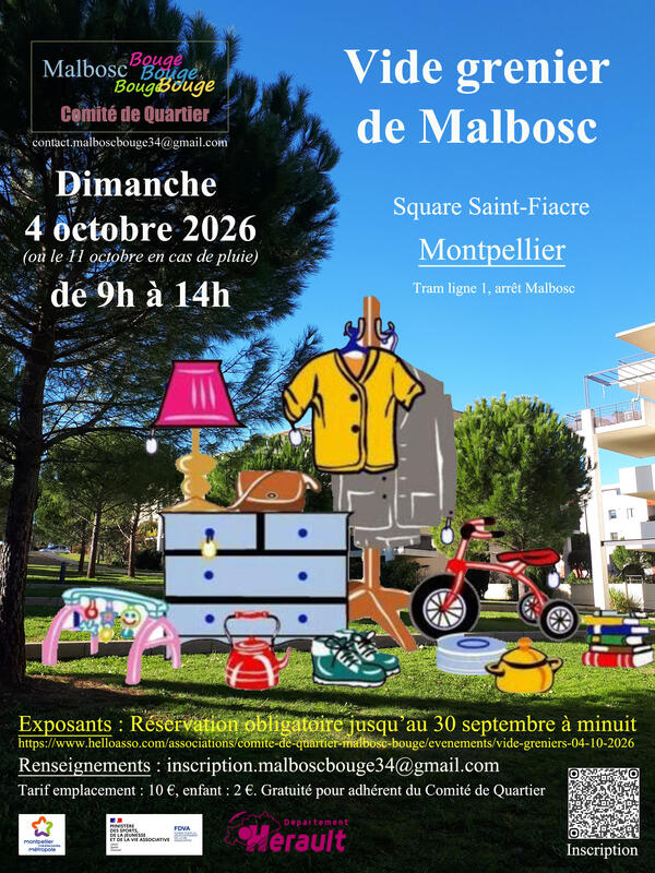 Affiche Vide-grenier de Malbosc à Montpellier