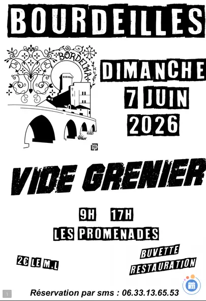 Affiche Vide-grenier de Bourdeilles - Comité des Fêtes - Dordogne