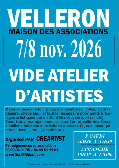 Affiche Vide atelier d'artistes de Creartist à Velleron