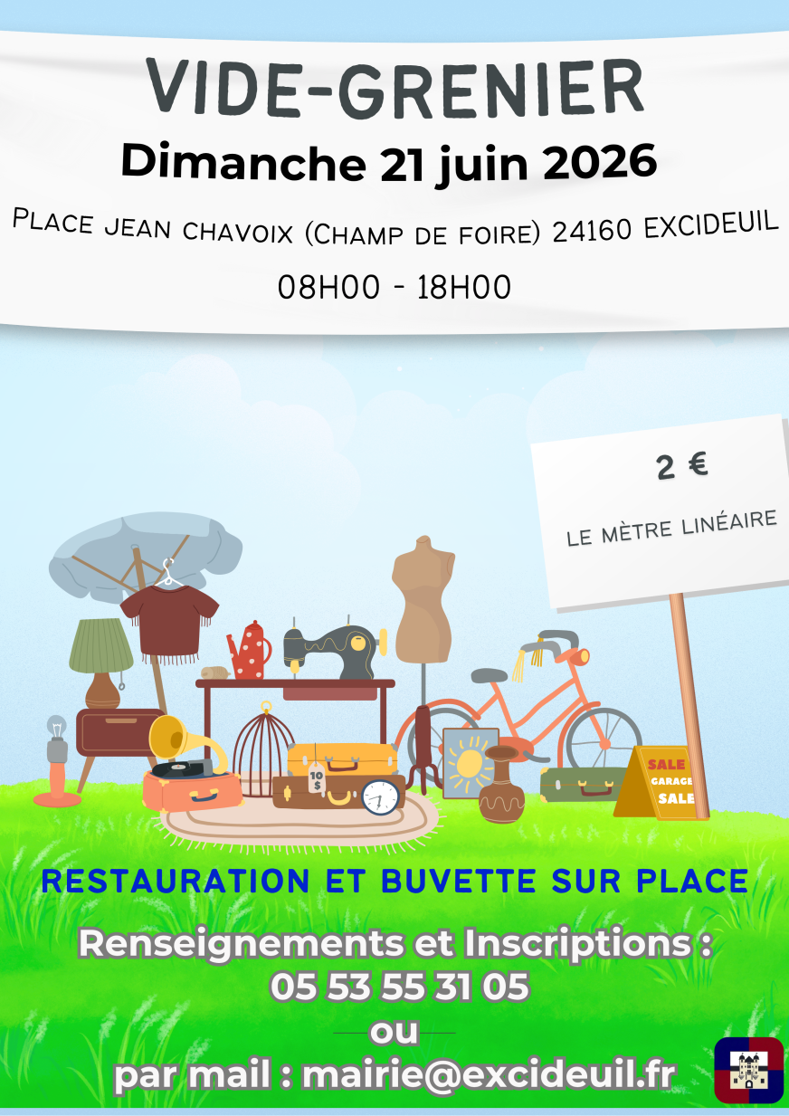 Affiche Vide-Grenier - Mairie d'Excideuil - Dordogne