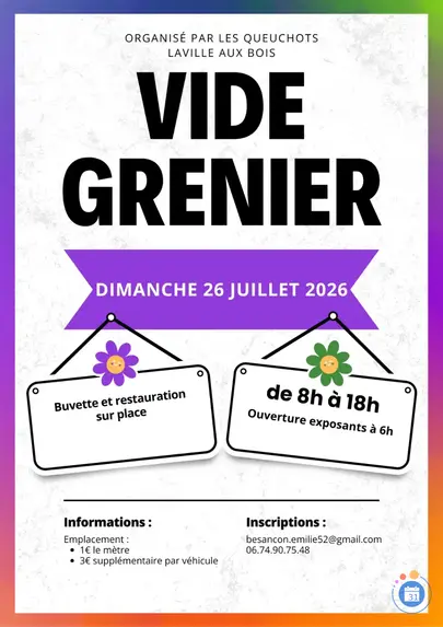 Affiche Vide-grenier Laville-aux-Bois dimanche 26 juillet 2026 (52000)
