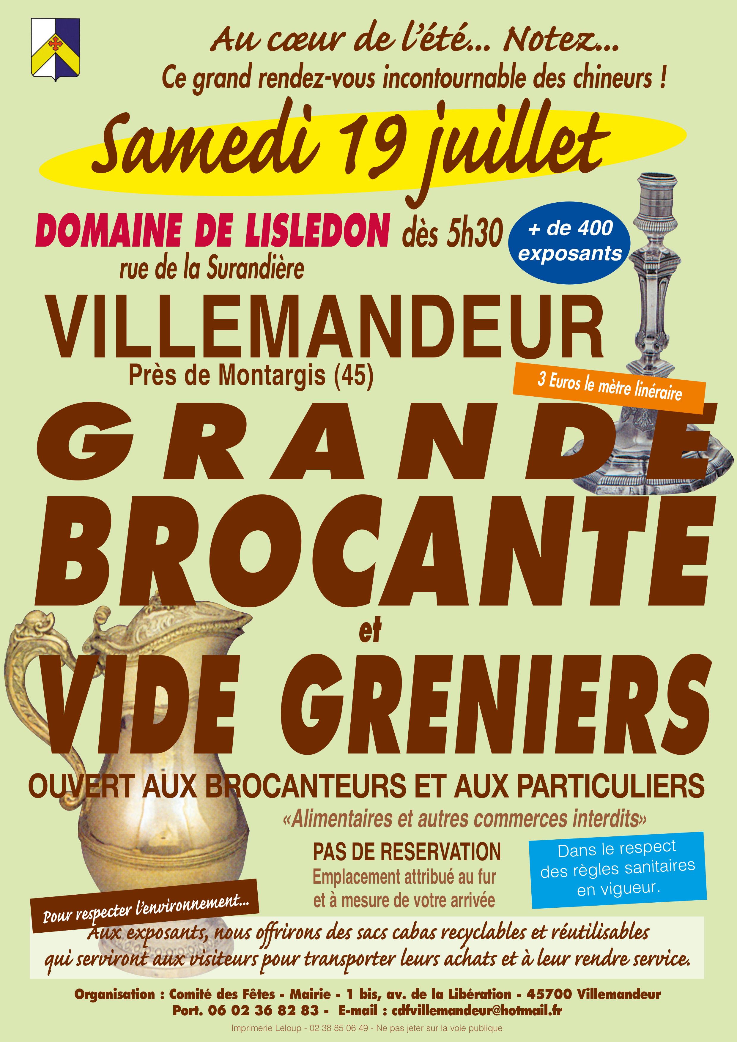 Affiche Brocante Villemandeur samedi 18 juillet 2026 (45700)