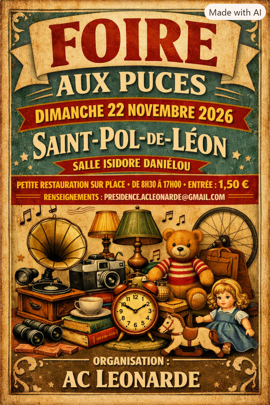 Affiche Foire aux puces de l'AC Leonarde à Saint-Pol-de-Léon