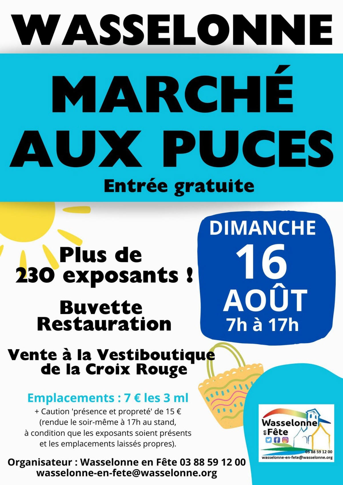 Affiche Marché aux puces Wasselonne dimanche 16 août 2026 (67310)