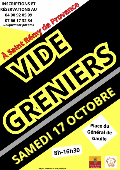 Affiche Vide-greniers de la place du Général de Gaulle à Saint-Rémy-de-Provence