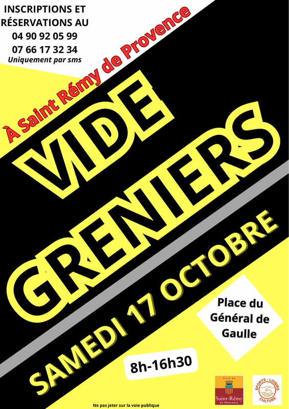 Affiche Vide-greniers de la place du Général de Gaulle à Saint-Rémy-de-Provence