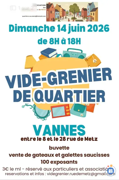 Affiche Vide-grenier Vannes dimanche 14 juin 2026 (56000)