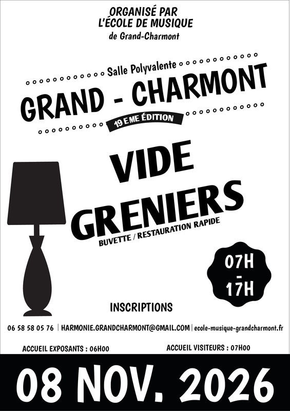Affiche Vide-greniers de l'école de musique à Grand-Charmont