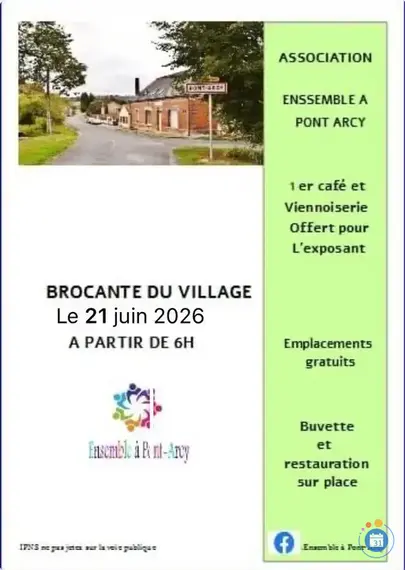Affiche Brocante du village de Pont-Arcy dimanche 21 juin 2026 (02160)