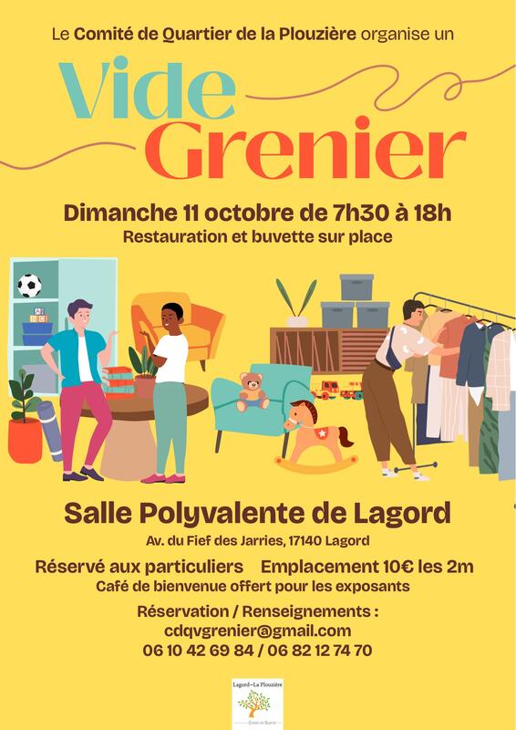 Affiche Vide-grenier du Comité de quartier de la Plouzière à Lagord
