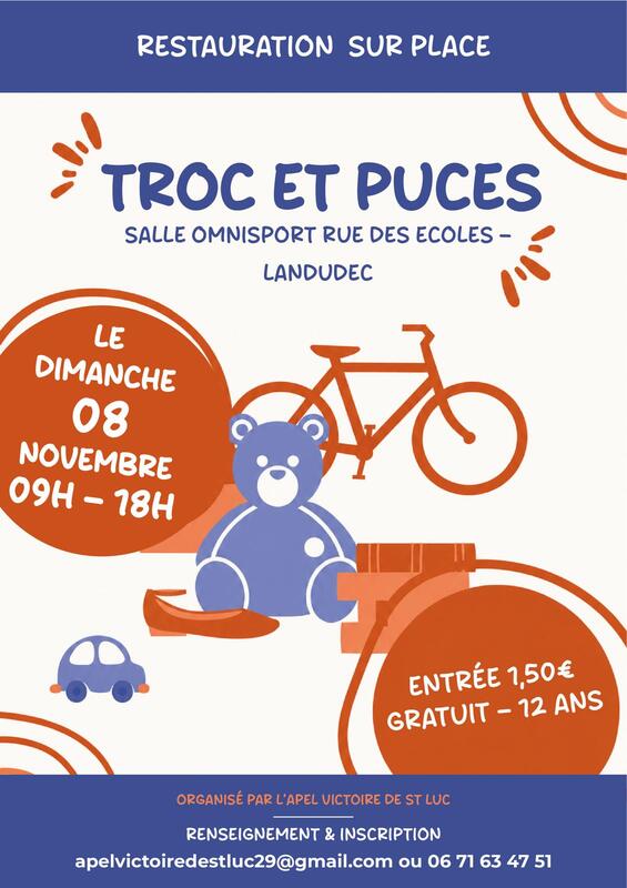 Affiche Troc et puces de l'APEL Victoire de Saint-Luc à Landudec