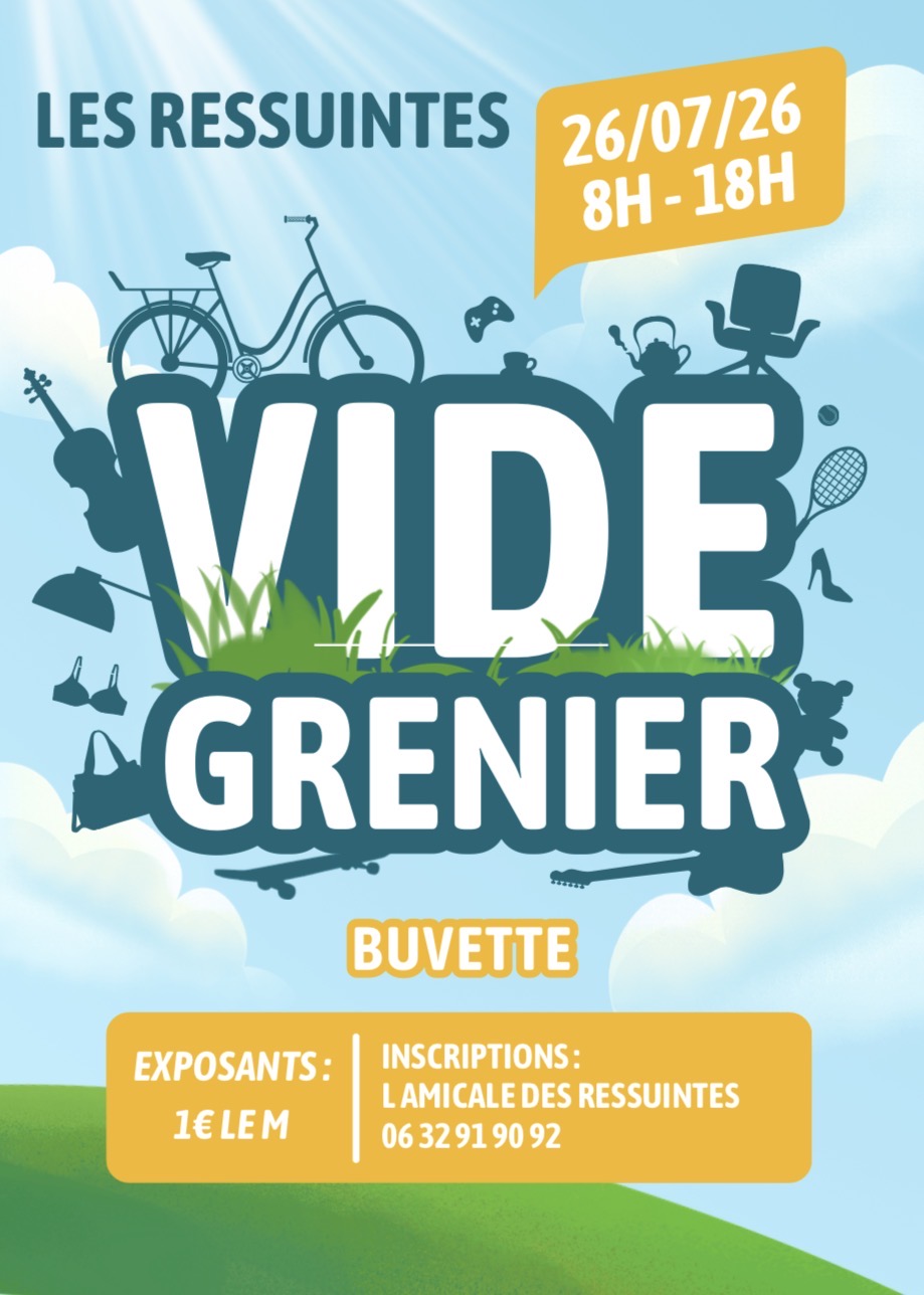 Affiche Vide-grenier Les Ressuintes dimanche 26 juillet 2026 (28340)