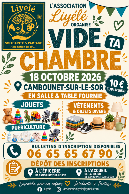 Affiche Vide ta chambre de l'association Liyélé à Cambounet-sur-le-Sor