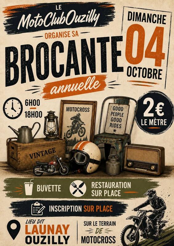 Affiche Brocante annuelle du Moto Club Ouzilly