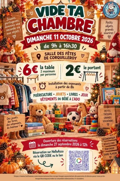 Affiche Vide ta chambre de l'APE Les Corqui'loups à Corquilleroy
