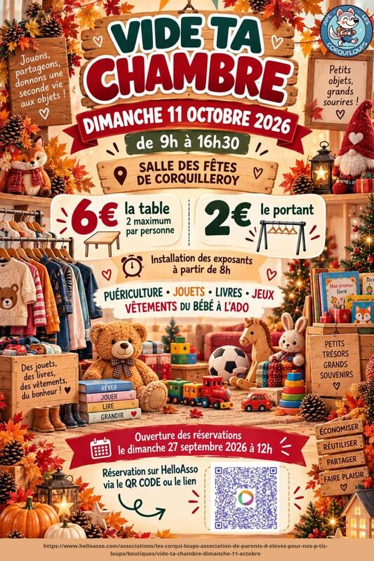 Affiche Vide ta chambre de l'APE Les Corqui'loups à Corquilleroy