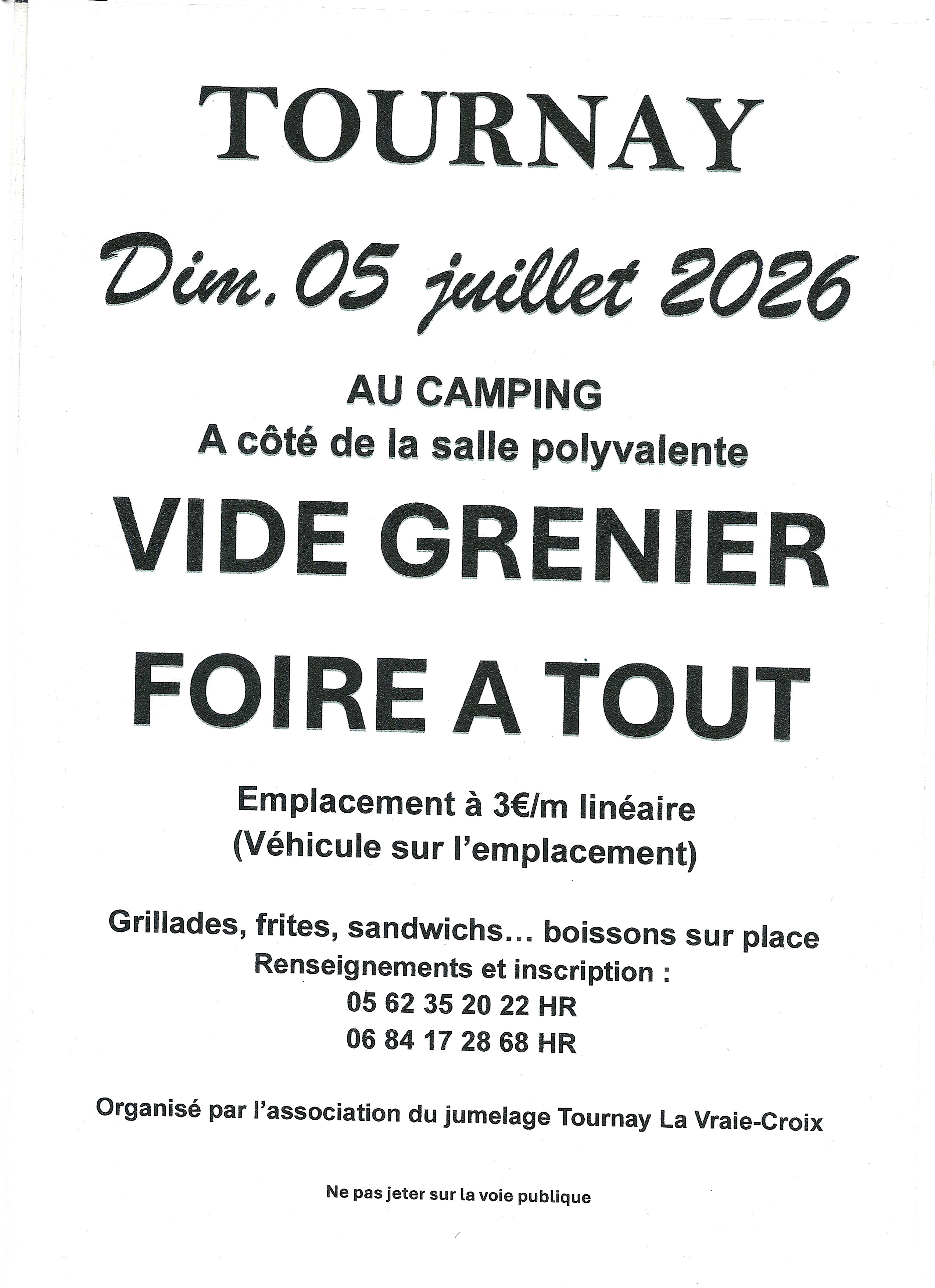 Affiche Vide-grenier Tournay dimanche 5 juillet 2026 (65190)
