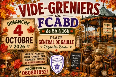 Affiche Vide-greniers du FCABD à Digne-les-Bains