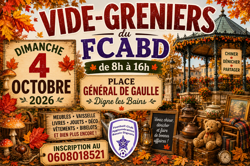 Affiche Vide-greniers du FCABD à Digne-les-Bains