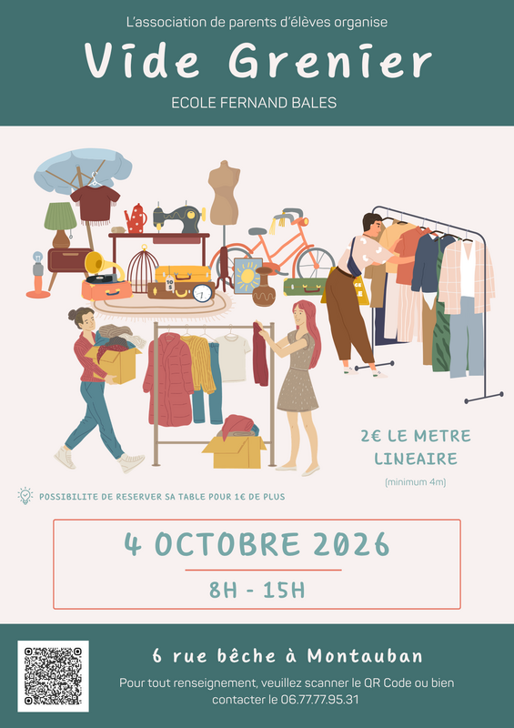 Affiche Vide-grenier de l'école Fernand Bales à Montauban