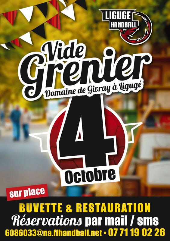 Affiche Vide-grenier de Ligugé Handball au Domaine de Givray