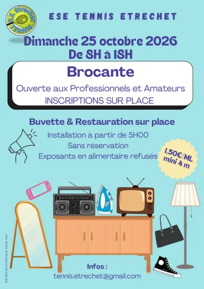 Affiche Brocante de l'ESE Tennis à Étrechet