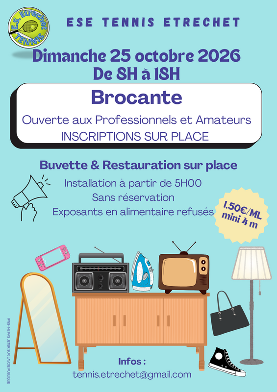 Affiche Brocante de l'ESE Tennis à Étrechet
