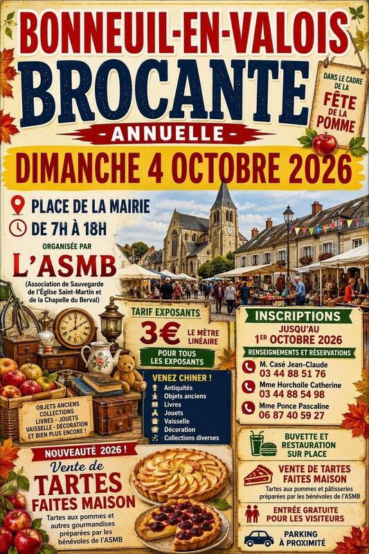 Affiche Brocante annuelle et fête de la pomme à Bonneuil-en-Valois