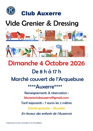 Affiche Mini vide-grenier vide-dressing Kiwanis Auxerre dimanche 4 octobre 2026 (89000)