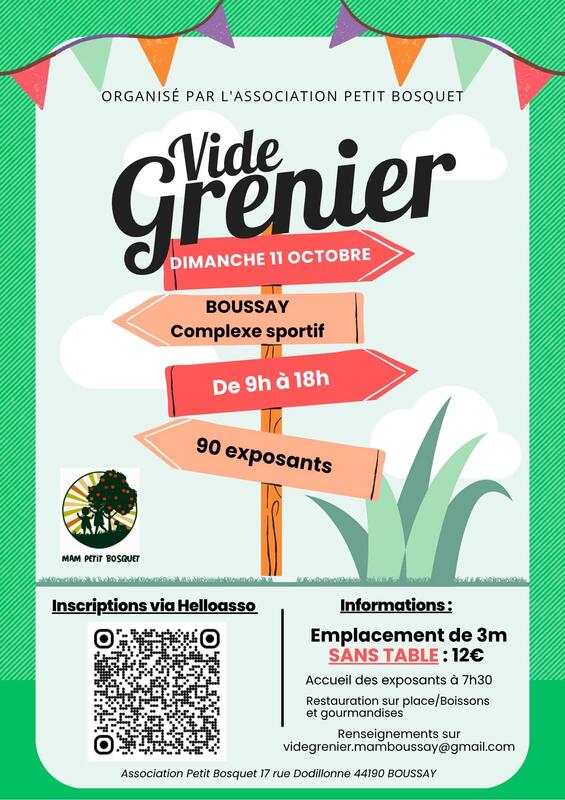 Affiche Vide-grenier de l'association Petit Bosquet à Boussay