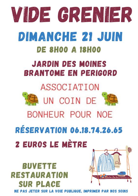 Affiche Vide-grenier Brantôme en Périgord dimanche 21 juin 2026 (24310)
