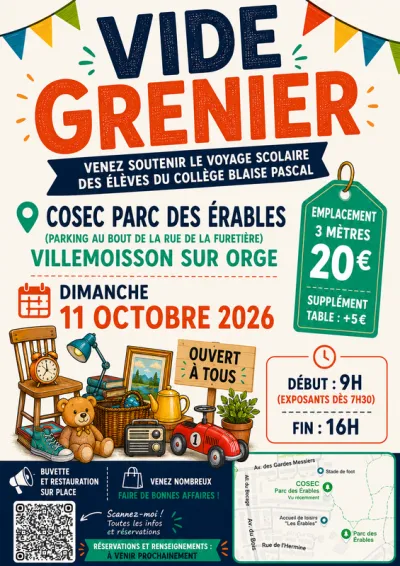 Affiche Vide-grenier du collège Blaise Pascal à Villemoisson-sur-Orge