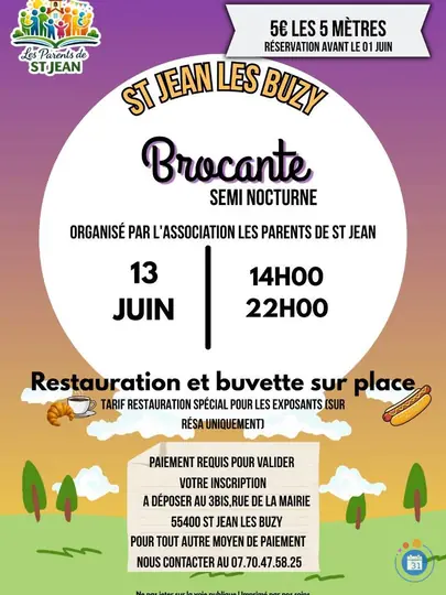 Affiche Brocante semi-nocturne Saint-Jean-les-Buzy samedi 13 juin 2026 (55400)