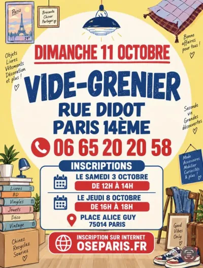Affiche Vide-grenier de la rue Didot à Paris 14e