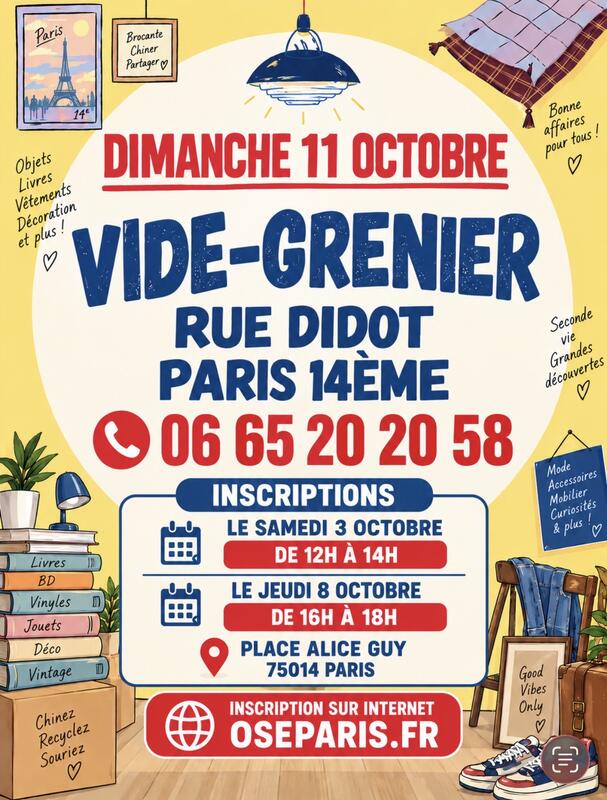 Affiche Vide-grenier de la rue Didot à Paris 14e